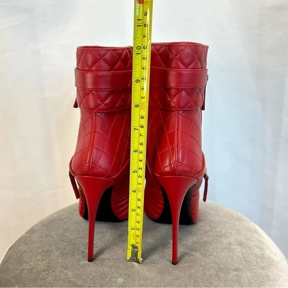 Giuseppe Zanotti Quilted Leather Double-Zip ankle Boot Red moto biker - Picture 12 of 17